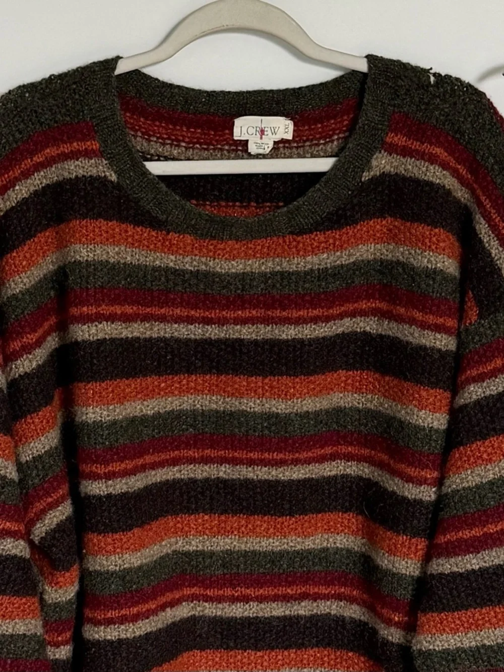 J. Crew vintage Men's 1990s grunge Striped 100% Wool Sweater XXL 39646
